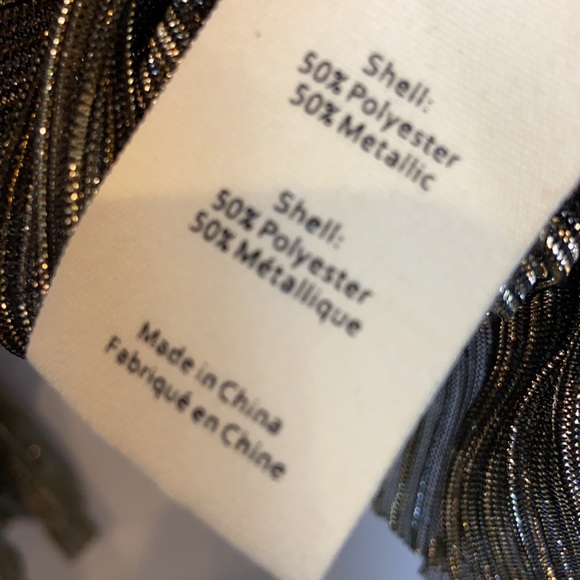 L’Agence Gold Metallic Sheer Top Smocked Neck Blouse - Picture 9 of 9